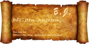 Bőjthe Jusztina névjegykártya